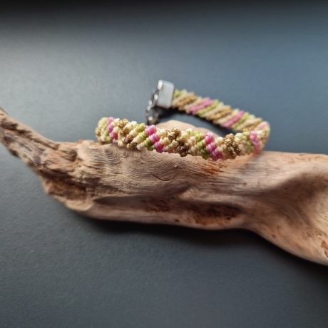 Set 2 Makramee Armband schräge Streifen,mehrfarb Textilschmuck,  
