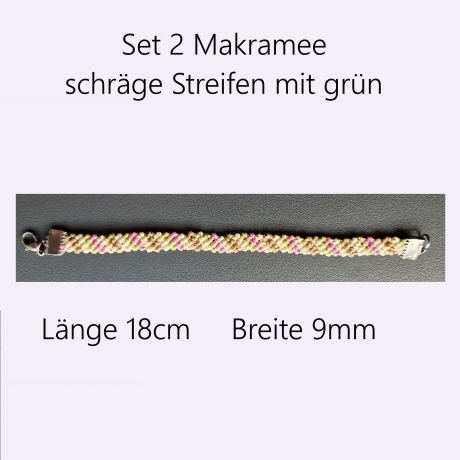 Set 2 Makramee Armband schräge Streifen,mehrfarb Textilschmuck,  