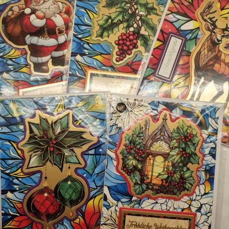 5 er Set Weihnachts Grußkarten handgefertigt 12,7 x 17,7 cm