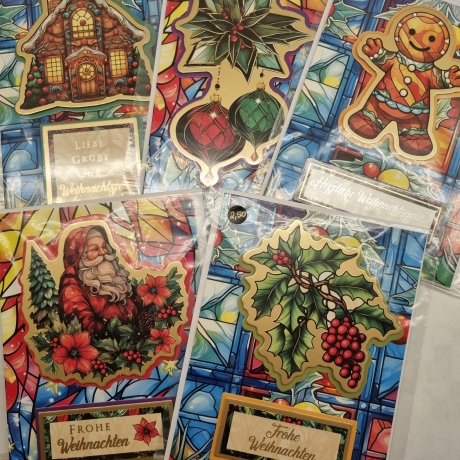 5 er Set Weihnachts Grußkarten handgefertigt 12,7 x 17,7 cm