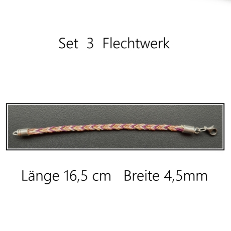 Set 3 Flechtwerk Armband, Textilschmuck, 19 cm Freundschaft