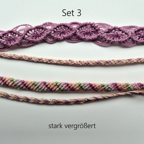 Set 3 Flechtwerk Armband, Textilschmuck, 19 cm Freundschaft