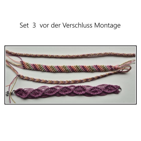 Set 3 Kumihimo Flechtarmband, Freundschaftband,Textilschmuck