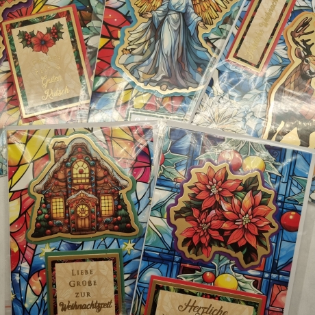 5 er Set Weihnachts Grußkarten handgefertigt 12,7 x 17,7 cm