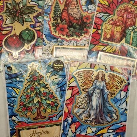 5 er Set Weihnachts Grußkarten handgefertigt 12,7 x 17,7 cm