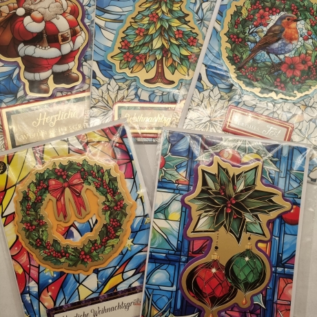5 er Set Weihnachts Grußkarten handgefertigt 12,7 x 17,7 cm