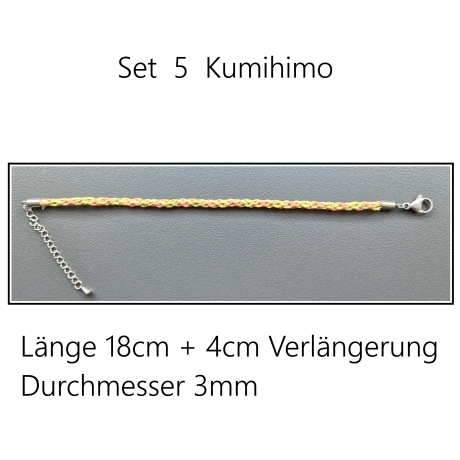 Set 5 Kumihimo Flechtarmband, Freundschaftband,Textilschmuck