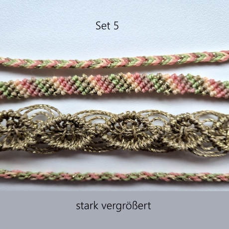 Set 5 Makramee Armband schräge Streifen, mehrfarbig,Textilschmuck