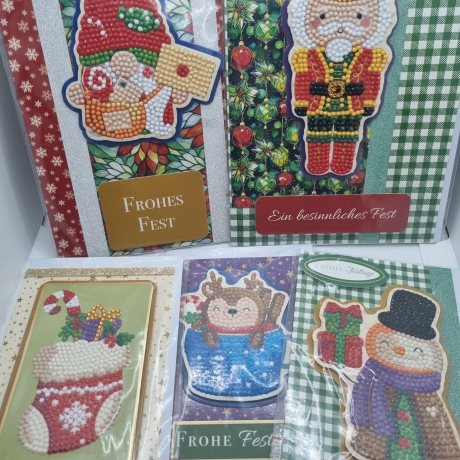 5 er Set Weihnachts Grußkarten Daimond Painting x A5 und 3x A6