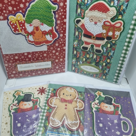 5 er Set Weihnachts Grußkarten Daimond Painting x A5 und 3x A6