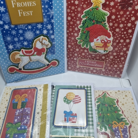 5 er Set Weihnachts Grußkarten Daimond Painting x A5 und 3x A6