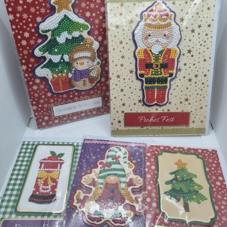 5 er Set Weihnachts Grußkarten Daimond Painting x A5 und 3x A6