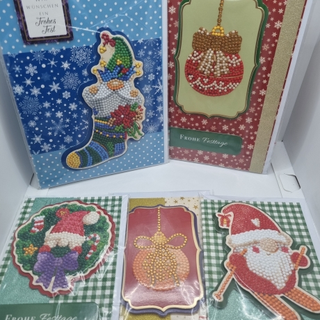5 er Set Weihnachts Grußkarten Daimond Painting x A5 und 3x A6