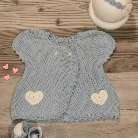 Baby-Set für Mädchen (Gr. 74/80), Jacke + Schleife + Schuhe 