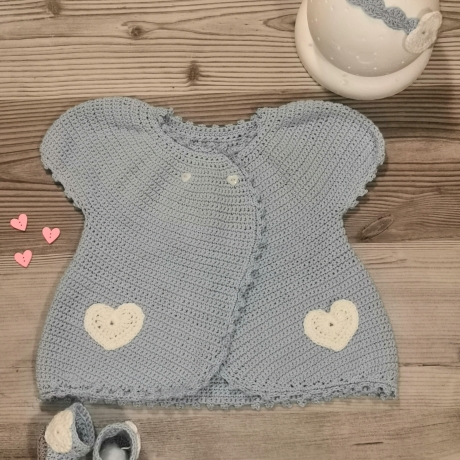 Baby-Set für Mädchen (Gr. 74/80), Jacke + Schleife + Schuhe