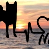 Aufkleber Herzlinie Heartbeat Hund Shiba Inu