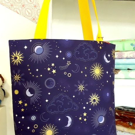 Shopper Marie Sun/Moon/Stars blau/gold