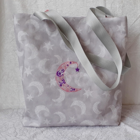 Shopper Marie Stickmotiv Mond hellgrau