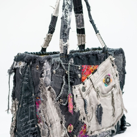 UPCYCLING Jeans Shopper, Jeanstasche, Jeanspatchwork-Tasche
