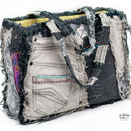 UPCYCLING Jeans Shopper, Jeanstasche, Jeanspatchwork-Tasche