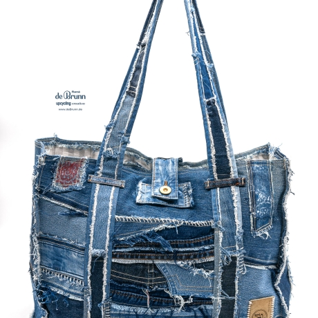 UPCYCLING  Jeans Shopper, Jeanstasche, Jeanspatchwork-Tasche