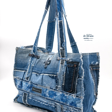 UPCYCLING  Jeans Shopper, Jeanstasche, Jeanspatchwork-Tasche