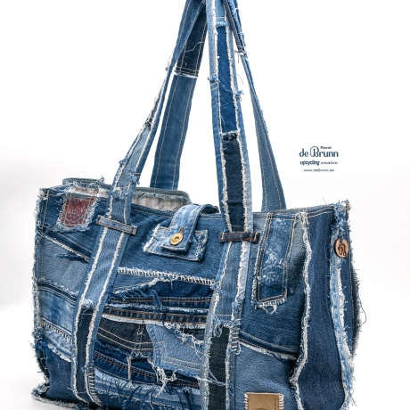 UPCYCLING  Jeans Shopper, Jeanstasche, Jeanspatchwork-Tasche