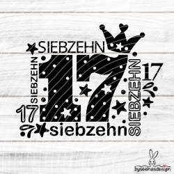 Zahl Siebzehn Plotterdatei SVG DXF
