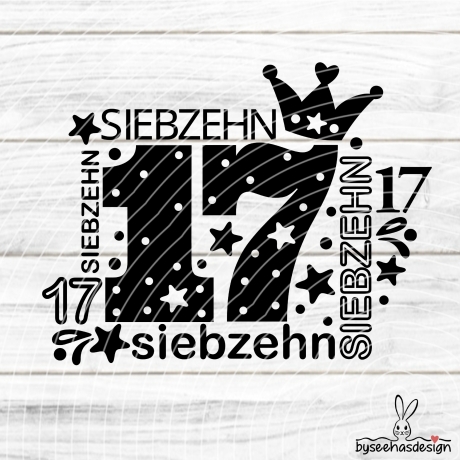 Zahl Siebzehn Plotterdatei SVG DXF