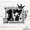 Zahl Siebzehn Plotterdatei SVG DXF