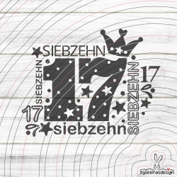 Zahl Siebzehn Plotterdatei SVG DXF