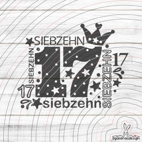 Zahl Siebzehn Plotterdatei SVG DXF