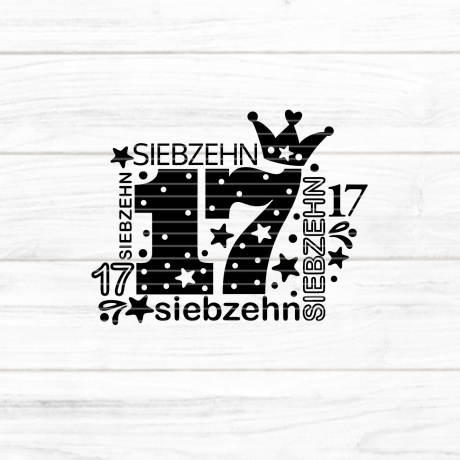 Zahl Siebzehn Plotterdatei SVG DXF FCM