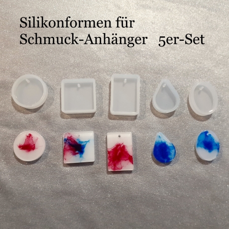 Silikon-Formen für Schmuckanhänger 5er-Set Gießform Epoxidharz
