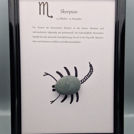 Steinbild Sternzeichen Skorpion aus Kieselsteinen 