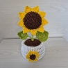 Sonnenblume im Topf mit Minisonnenblume (Häkelblume)