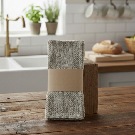 Handgestricktes Spültuch aus Baumwolle, aus dem Allgäu