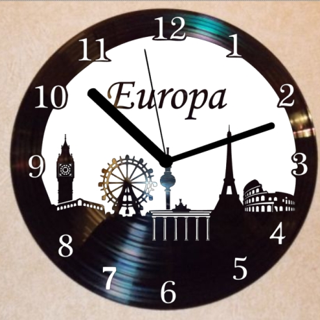 Schallplattenuhr Wanduhr Europa