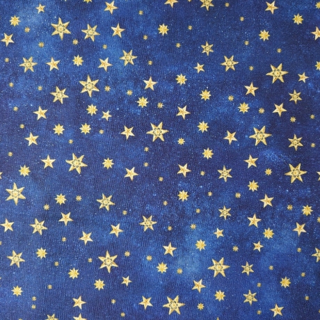 Digitalstoff Sterne blau/gold