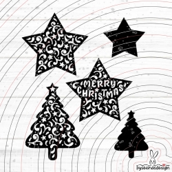 Sterne Tannenbaum Plotterdatei SVG DXF 