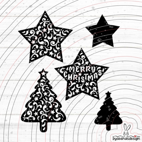 Sterne Tannenbaum Plotterdatei SVG DXF 