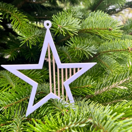 Weihnachtsstern z. Aufhängen, 3D-Druck Deko Tannenbaum Schriftzug
