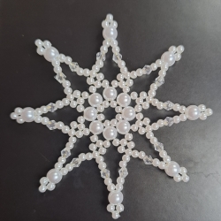 Perlenstern, weiß/kristall , Handarbeit