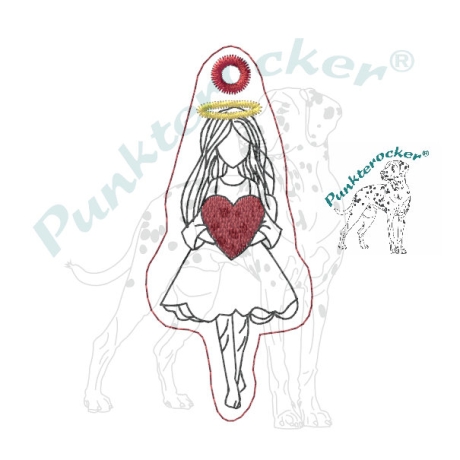 ITH-Geschenk-Anhänger Kontur | Mädchen-Herz | 3.13 x 7.05 cm