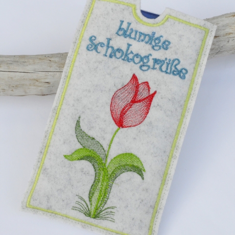 ITH Stickdatei Schokohülle Frühlingsblumen 3er SET 10x18cm