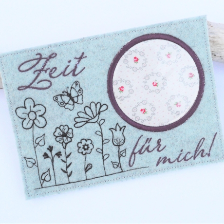 Stickdatei Mugrug ITH Blumen Blumenwiese Zeit für mich