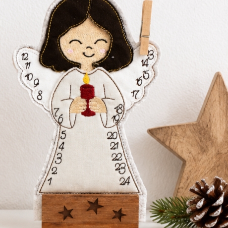 Stickdatei ITH Engel Adventskalender 13x18cm