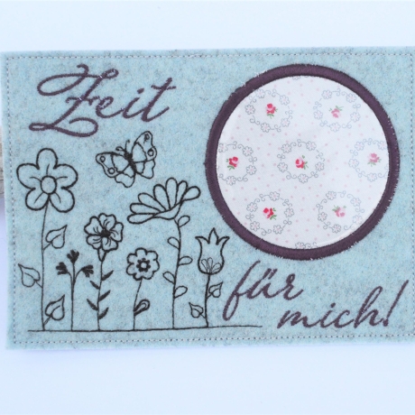 Stickdatei Mugrug ITH Blumen Blumenwiese Zeit für mich