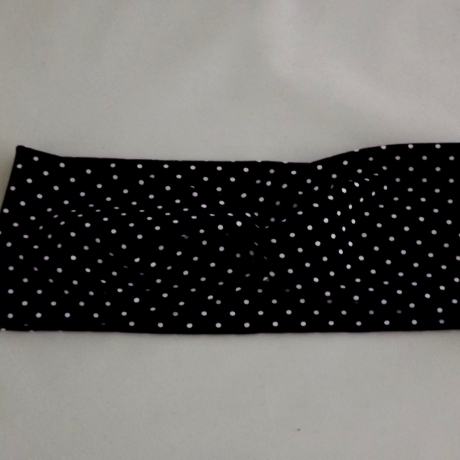 Stirnband Haarband schwarz mit weißen Punkten