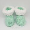 Babyschuhe, pastellgrün und weiß, 9 cm Fußsohlenlänge